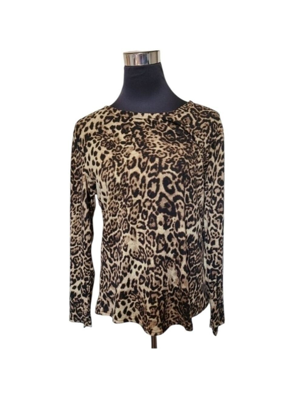 TRÏBE Cotton Blend Leppard Print Long Sleeve Top Size XL NWT